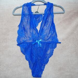 Avidlove Lace Teddy Bodysuit Blue L NWT